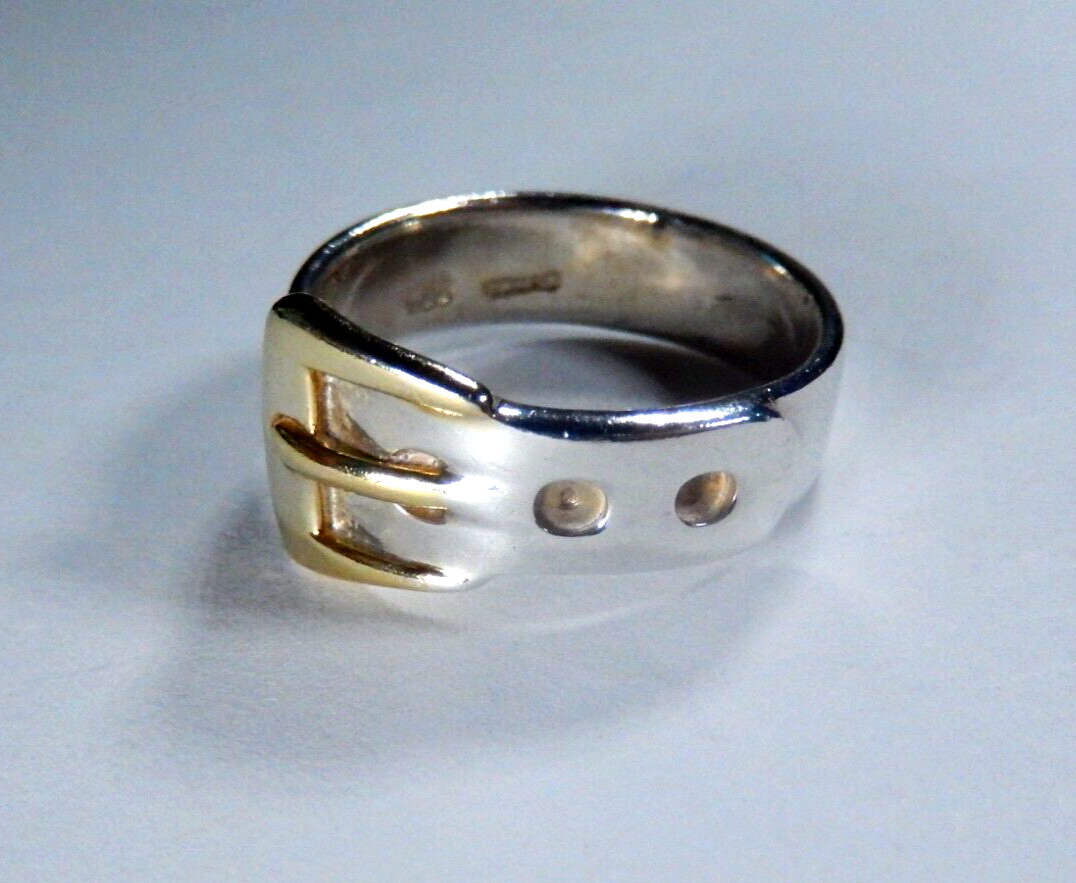 Vintage Artist Signed BOMA Sterling Silver Buckle Band Ring Sz 7.75
