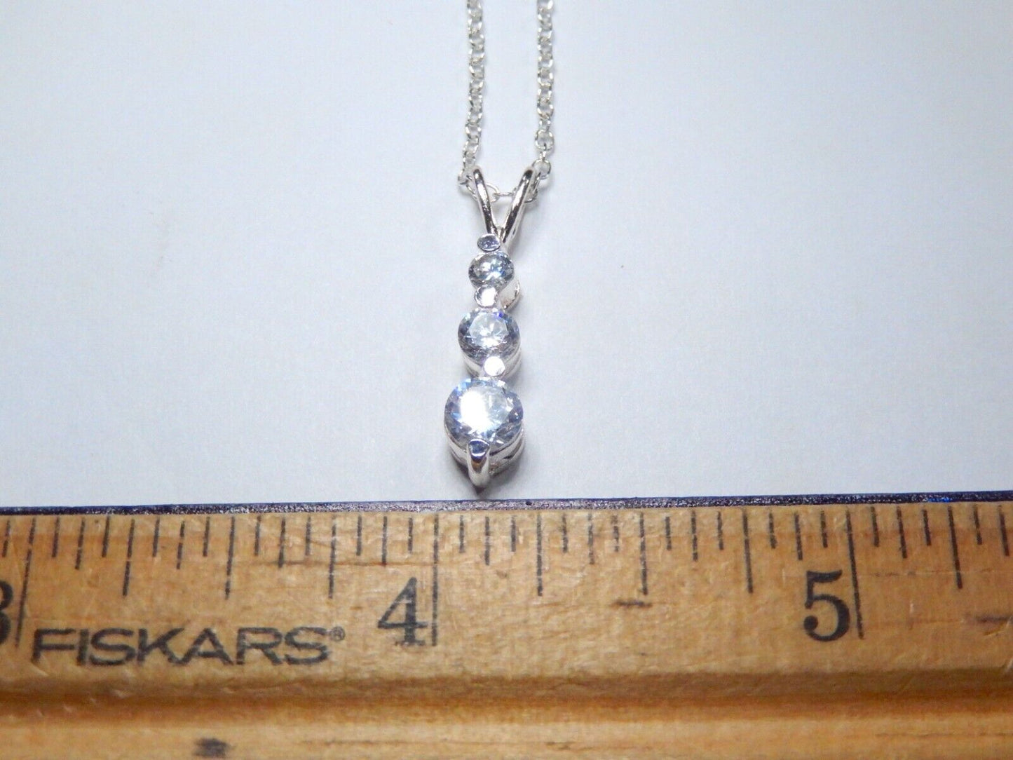 Sterling Silver .85CT CZ Past Present Future Pendant w/18" Chain