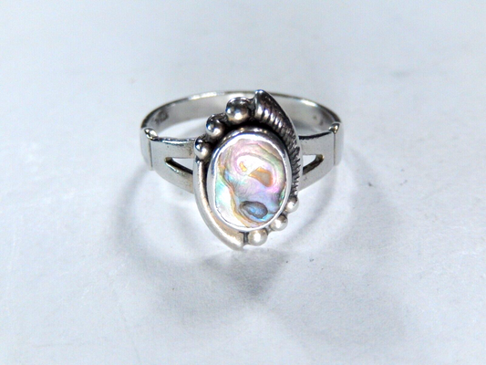 Vintage Native American Abalone Shell Sterling Silver Ring SZ 6.75
