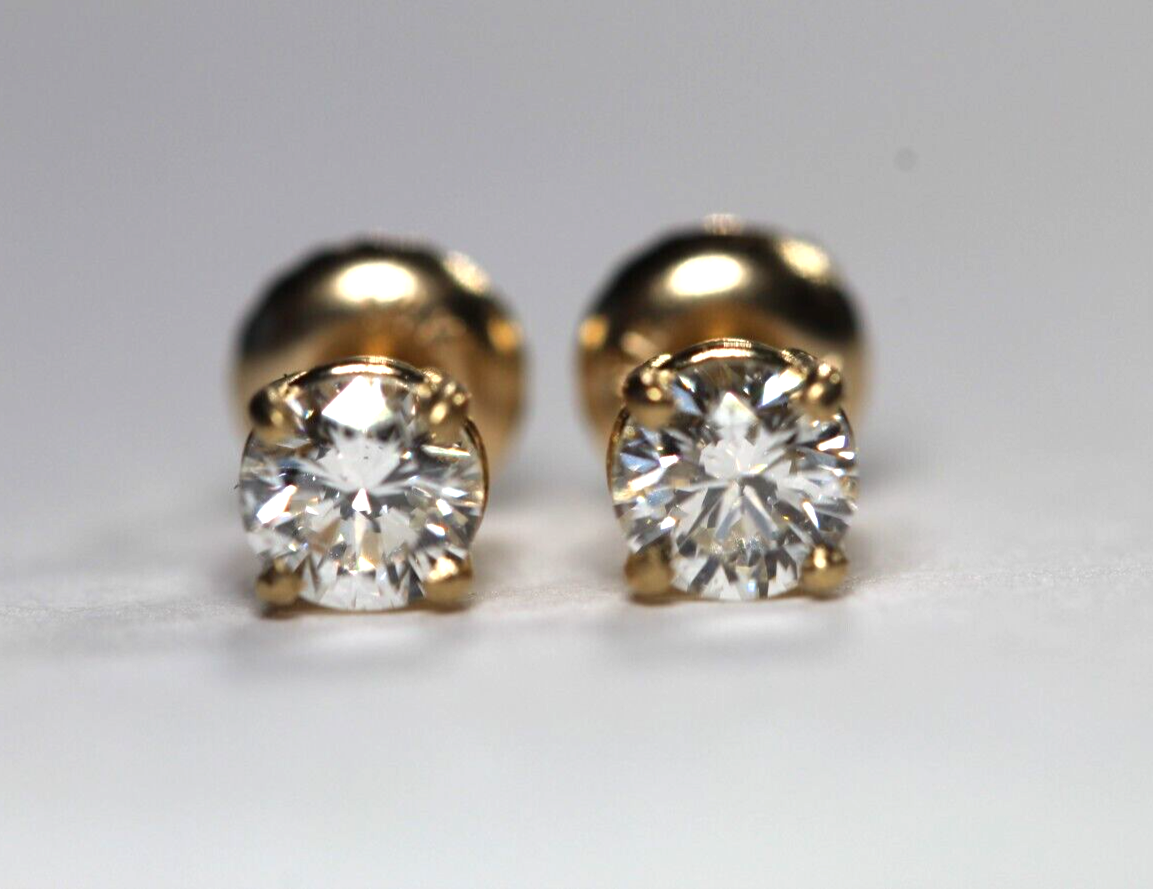 New!! 14KYellow Gold .61 CT TW Natural Diamond Screw Backs Stud Earrings