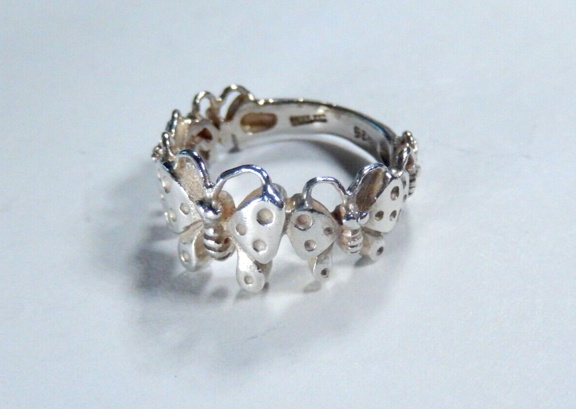 Sterling Silver Butterfly Band Ring Size 8.5