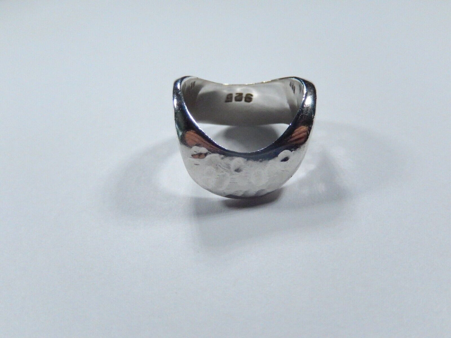 *VINTAGE* HEAVY Hammered Sterling Silver 925 Modernist Wave Band Ring Size 6