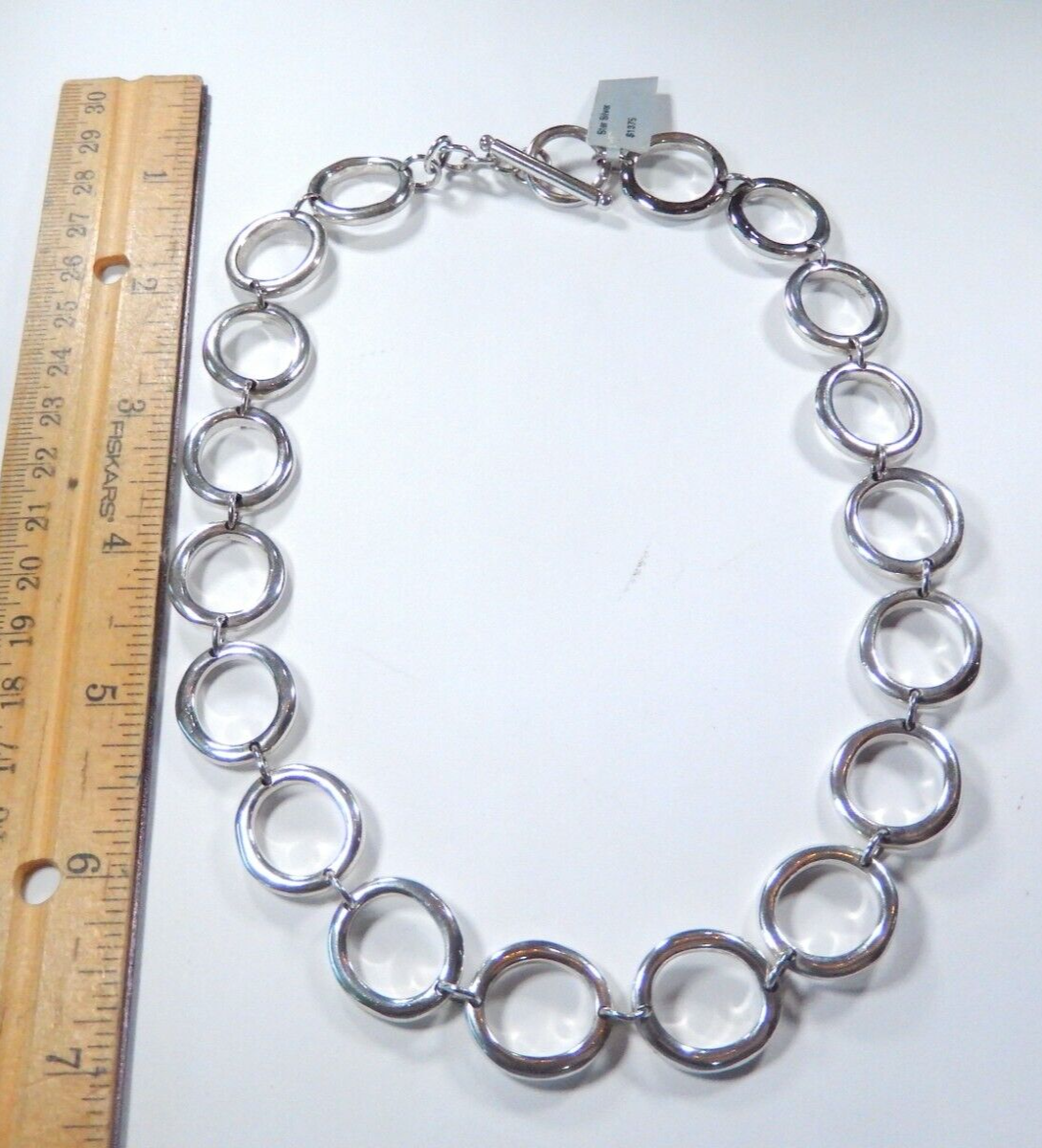 *VINTAGE* STUNNING 17 " LARGE STERLING SILVER CIRCLE LINK NECKLACE - 60 grams