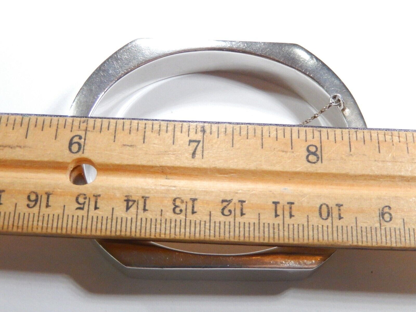Modernist Designer Artisan 7" Sterling Silver Hinged Bangle Bracelet