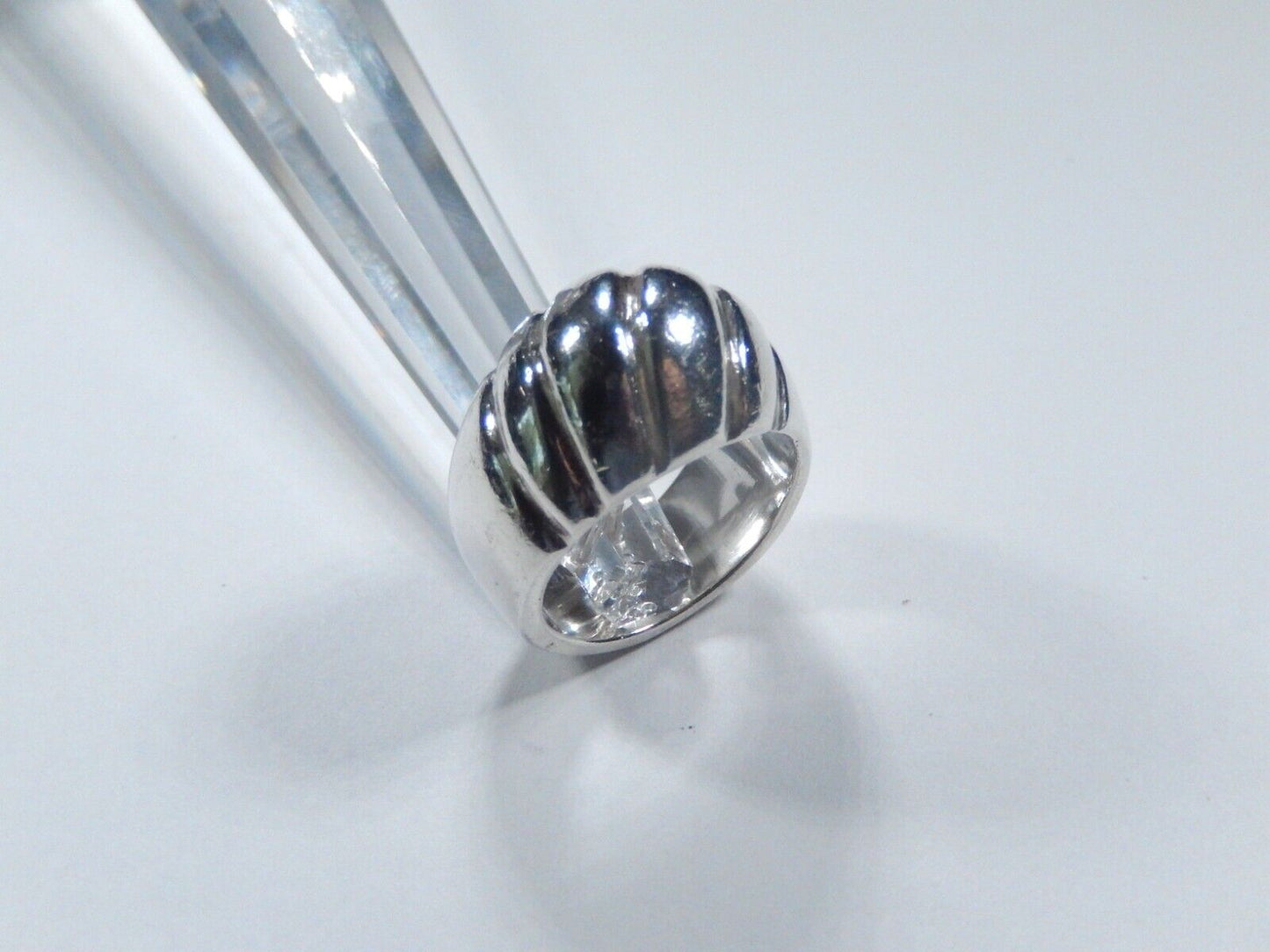 *VINTAGE* HEAVY Taxco Mexico Sterling Silver Modernist Ribbed Dome Ring Sz 6.75