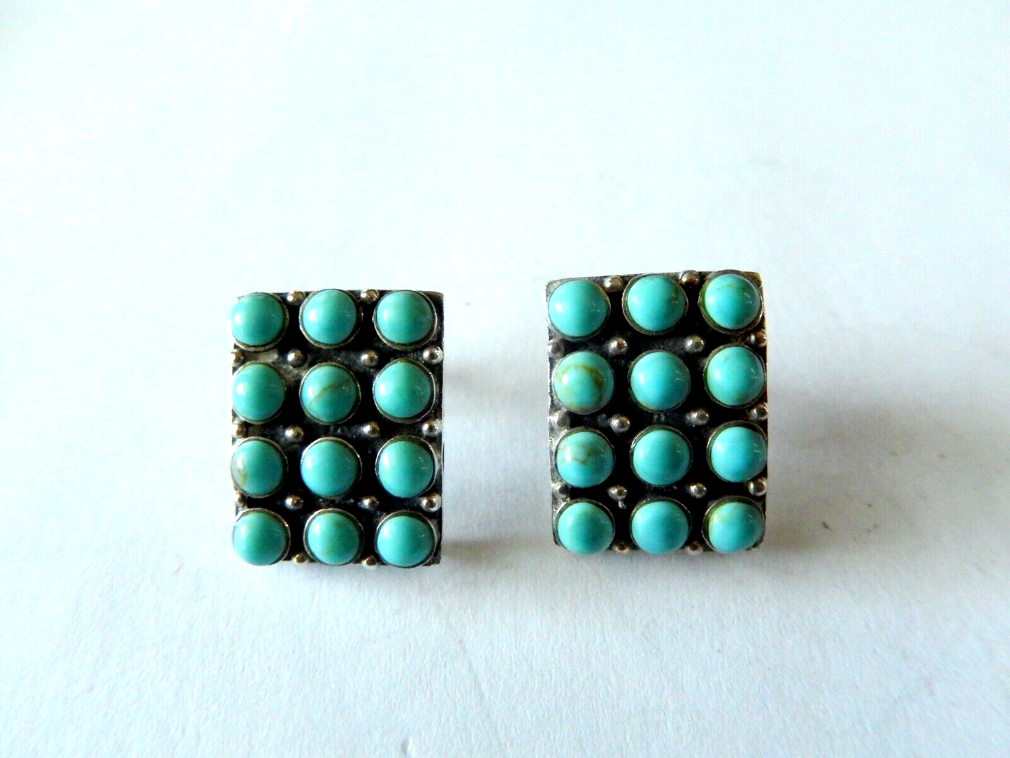 *VINTAGE*   Southwest Sterling Silver 925 Zuni Style Turquoise Post Earrings