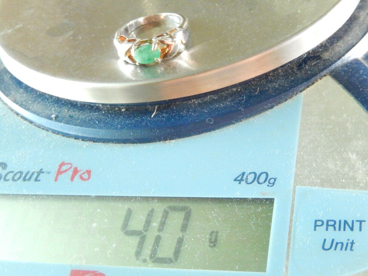 *VINTAGE*  Natural Oval Emerald Stone Sterling Silver Ladies Ring SIze 6