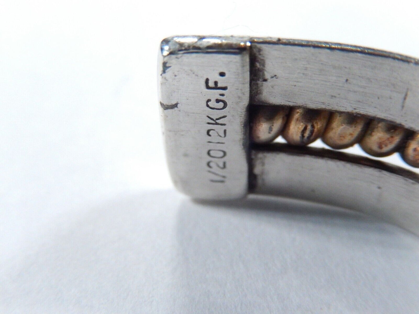 VINTAGE -  Sterling Silver With 12k Gold Filled Strip Bangle Bracelet 29.9 grams