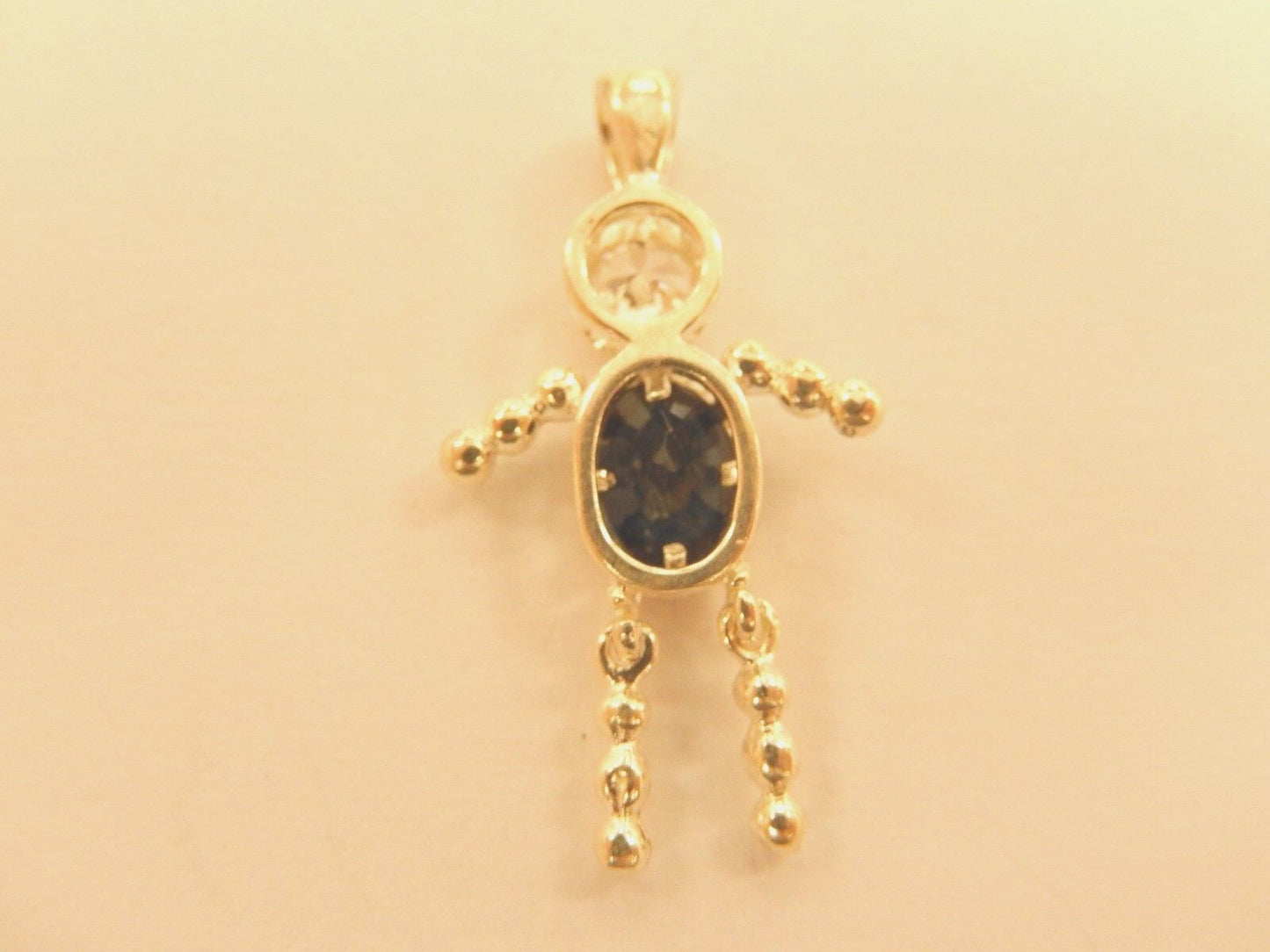 .925 Sterling Silver - SEPTEMBER BLUE STONE BOY BIRTHSTONE BABY CHARM/PENDANT
