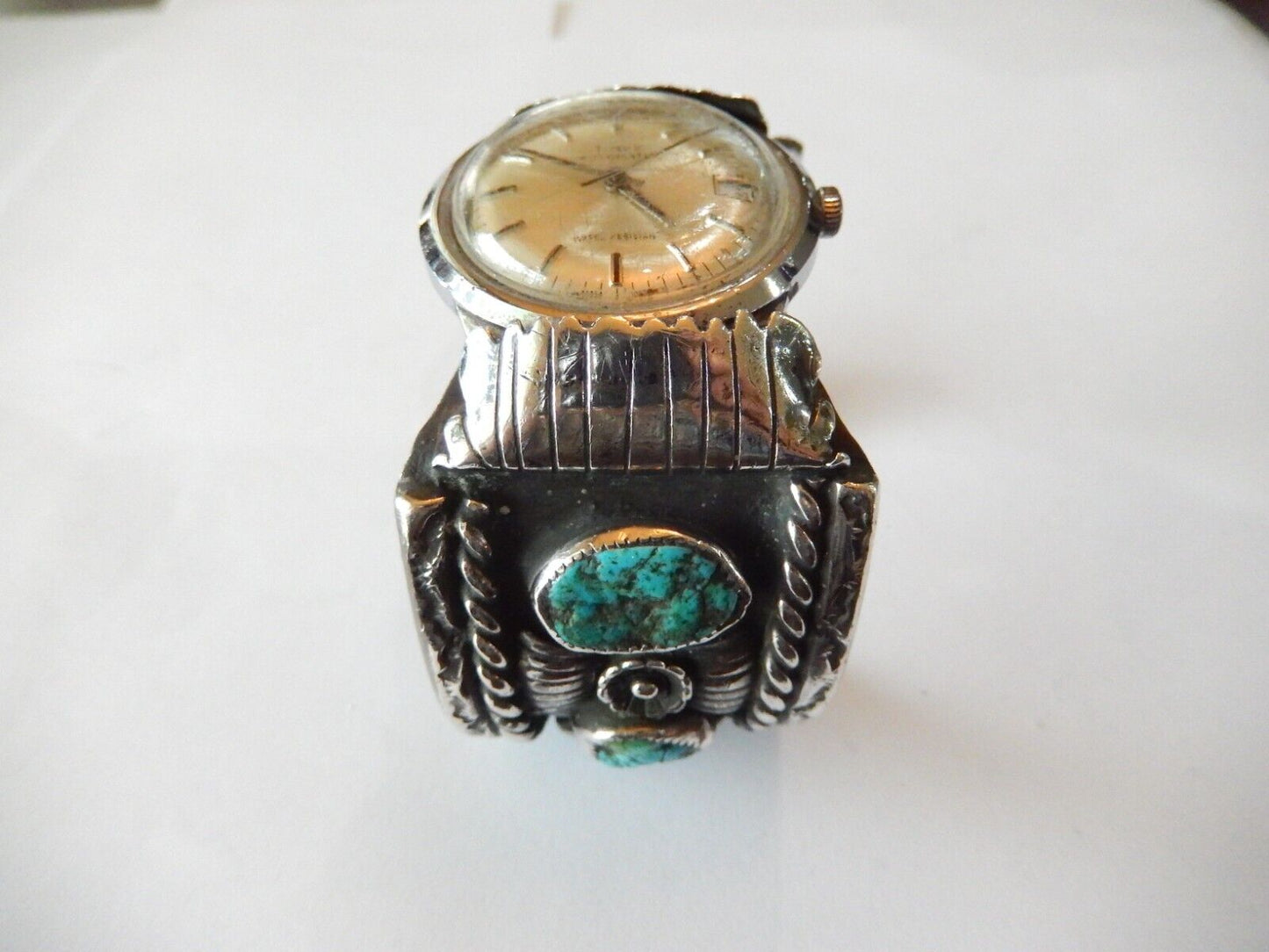 KEE YAZZIE  Navajo Indian Jewelry Sterling Silver  Turquoise Watch Cuff 157gm