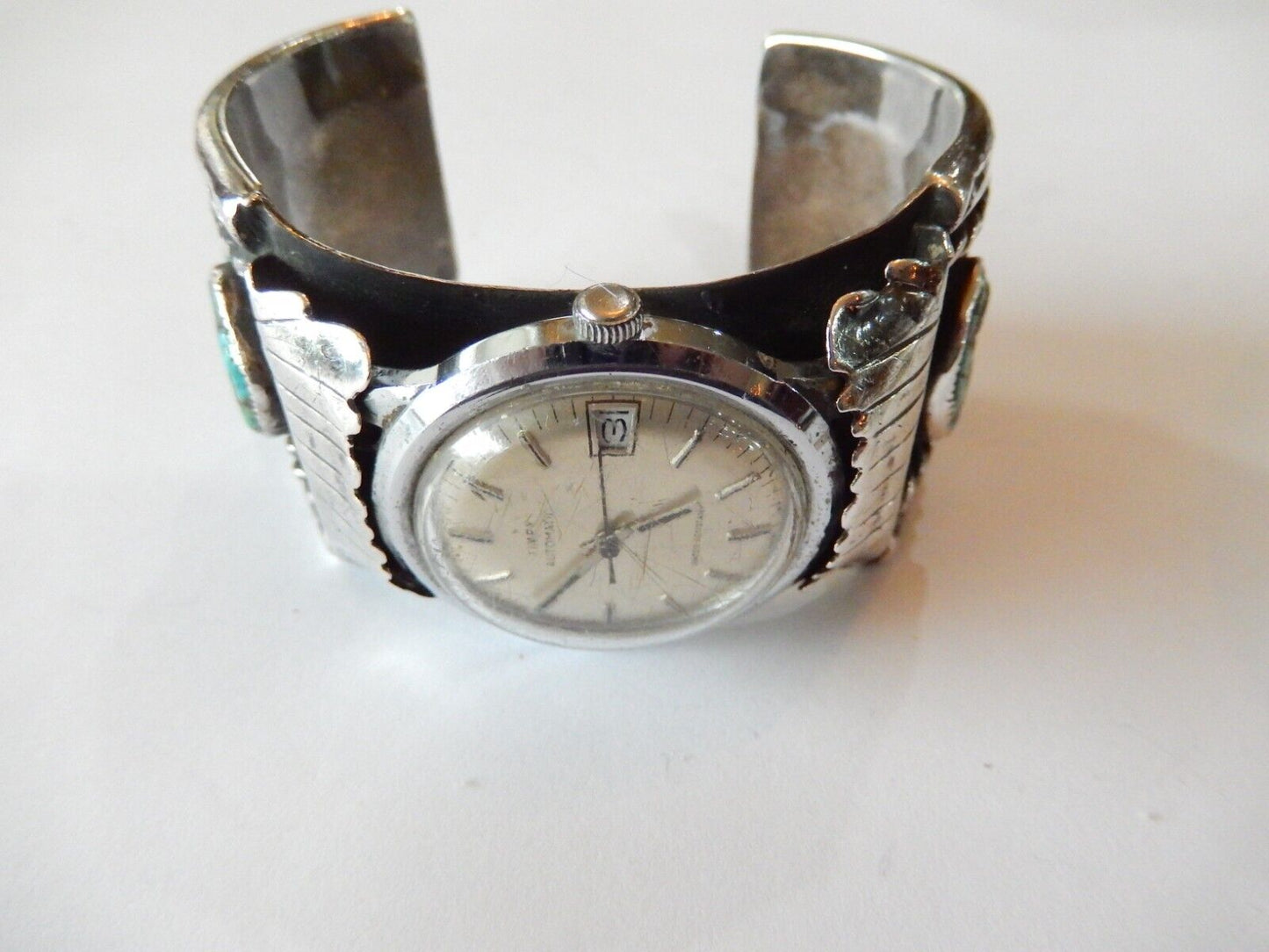KEE YAZZIE  Navajo Indian Jewelry Sterling Silver  Turquoise Watch Cuff 157gm