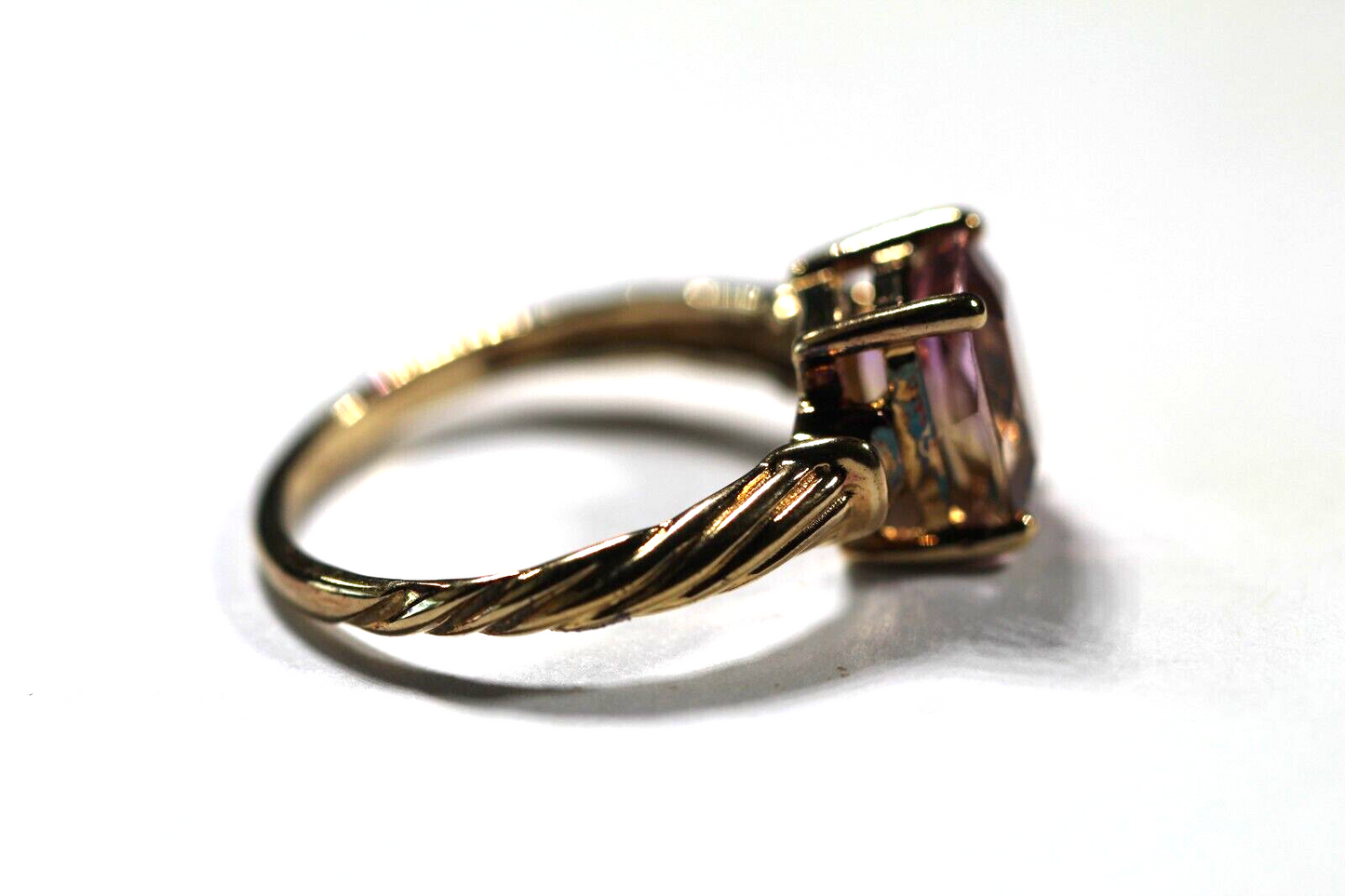 *VINTAGE* Gold Vermeil Sterling 3.0 CT Emerald Cut Ametrine Ring Sz 9.75