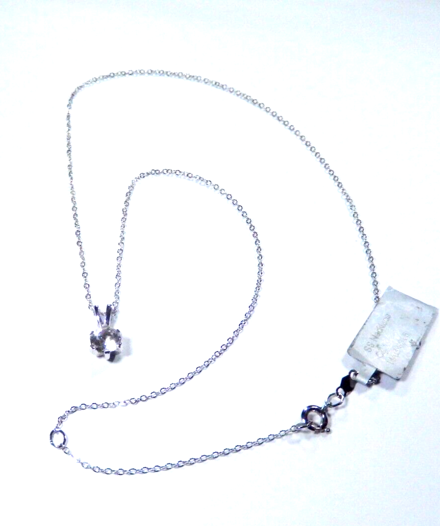 Sterling Silver 1.25CT  White CZ Solitaire Pendant w/ 16"-18" Adjustable Chain