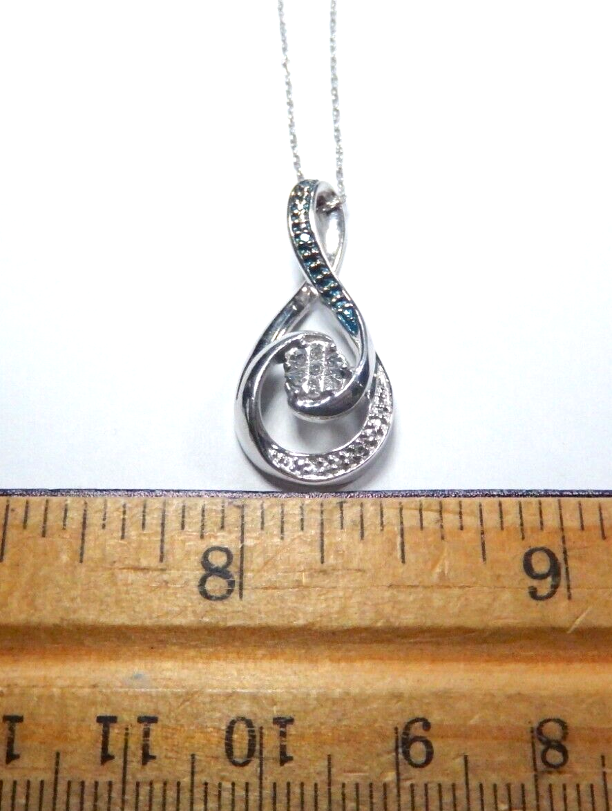 Sterling Silver Sapphire/Diamond Infinity Pendant w/ 18" Chain