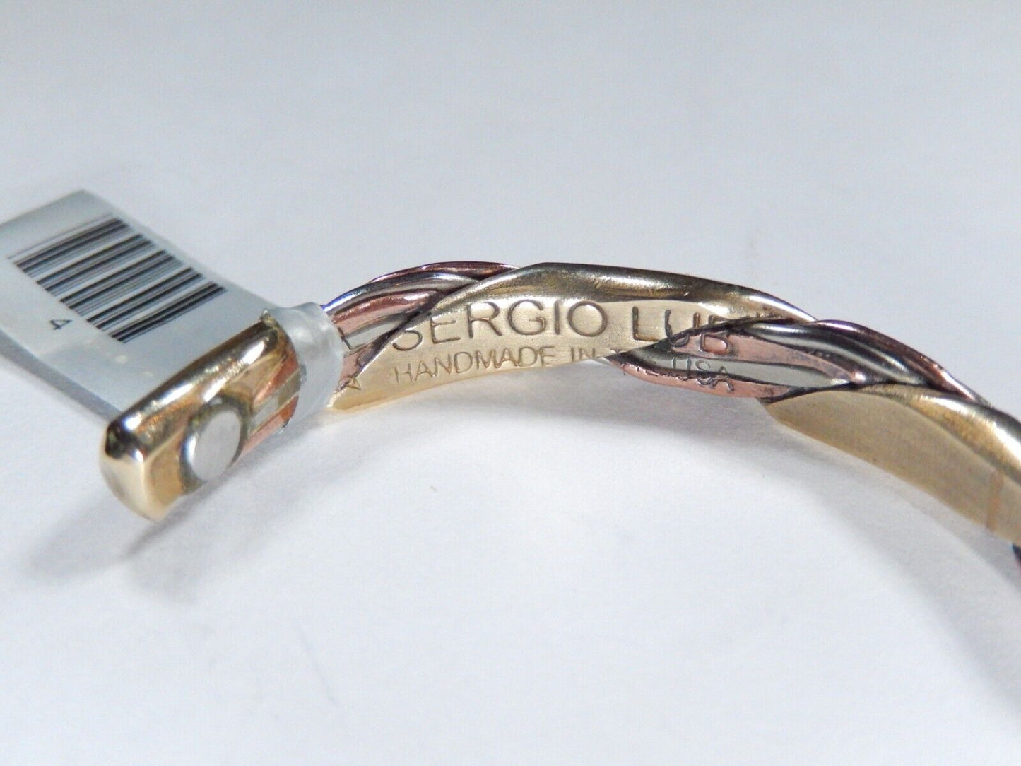 SERGIO LUB Artist Handmade Copper Silver Magnetic Healing Cuff Bracelet Small