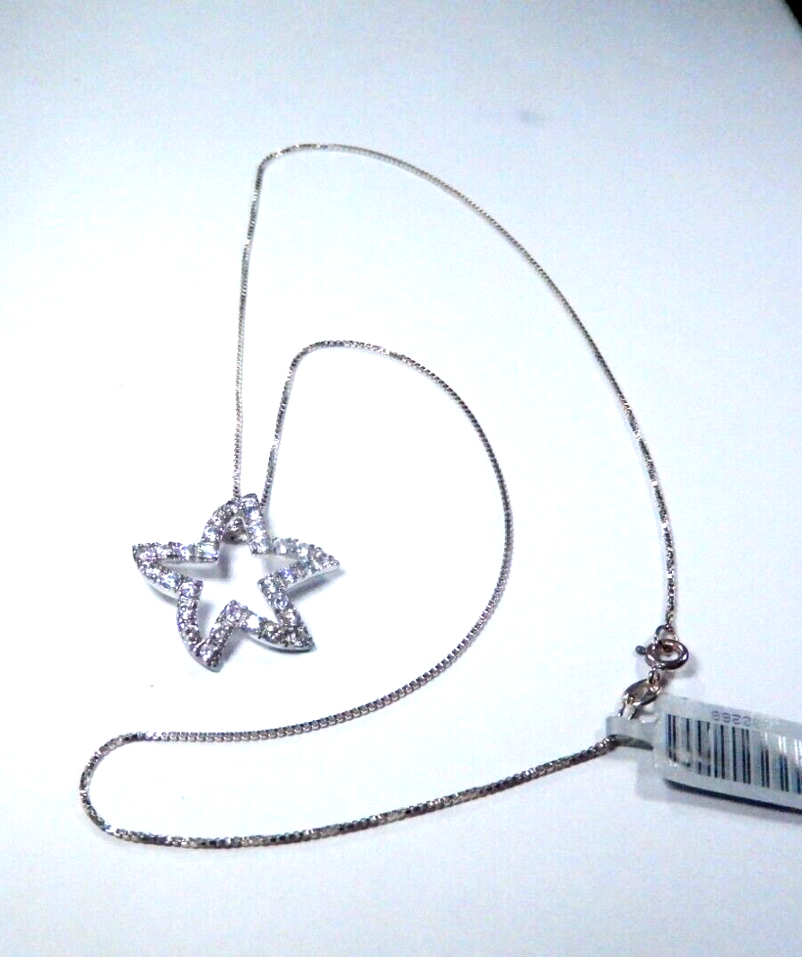 *VINTAGE* Sterling Silver CZ Starfish Pendant w/ 18" Sterling Box Chain