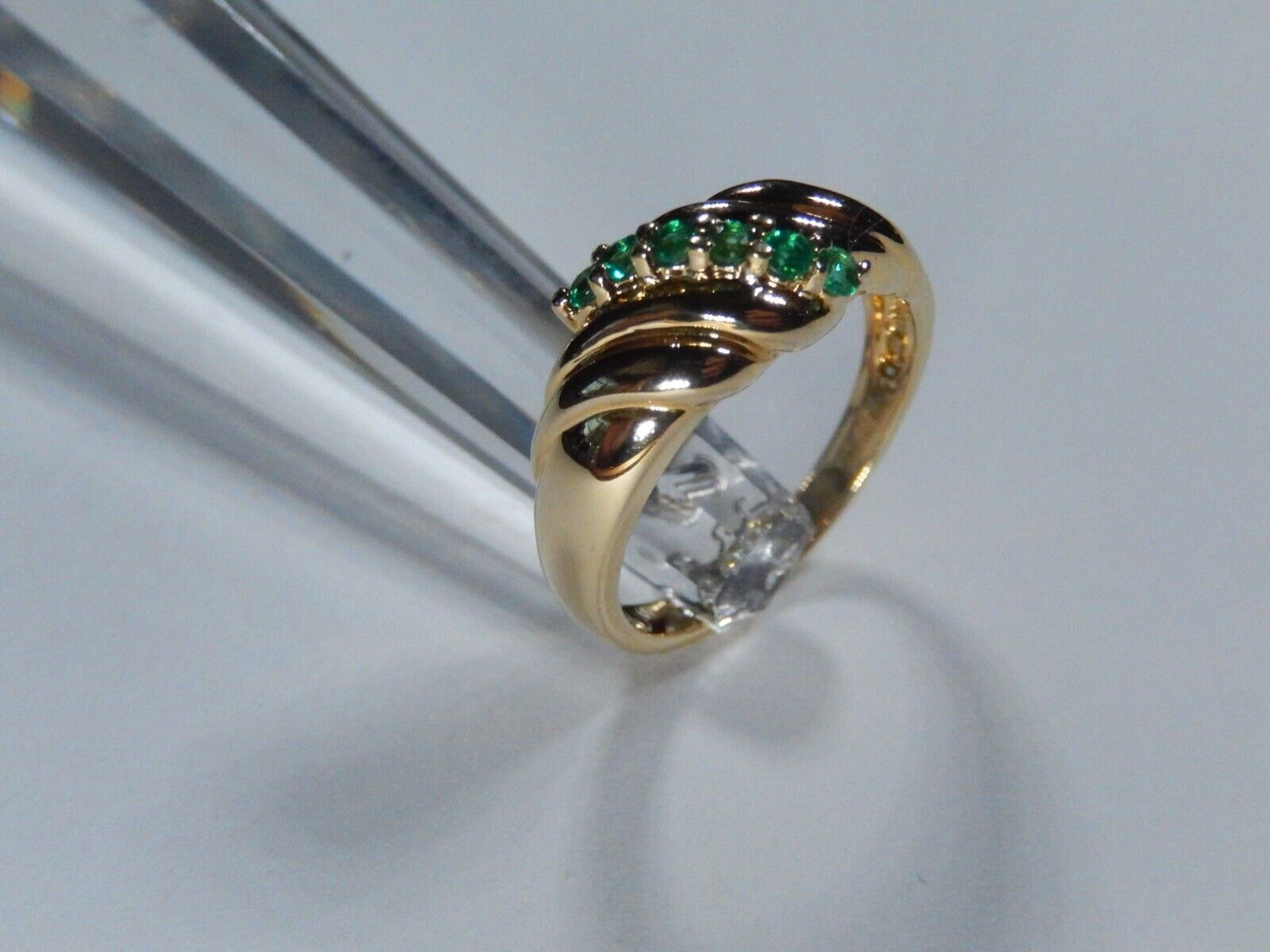 Ross Simons Gold Vermeil Sterling Green Lab Created Emerald Band Ring Size 8
