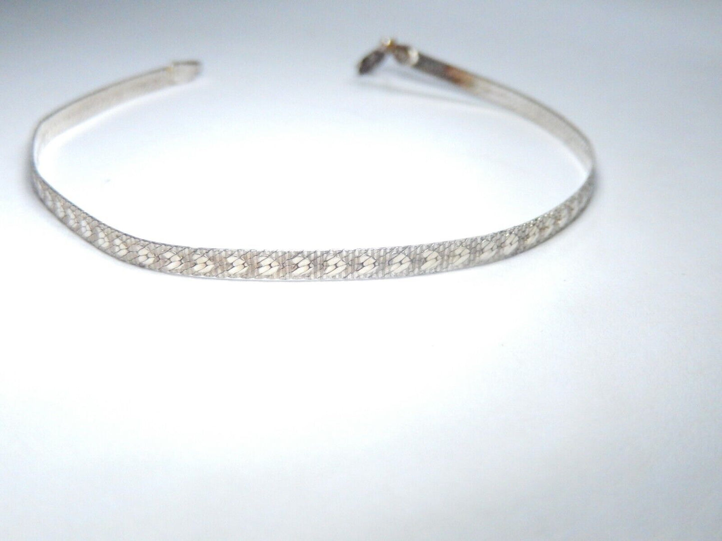 Sterling Silver Heart Herringbone Reversible Bracelet 925 - 7" Length - 1.7 gram