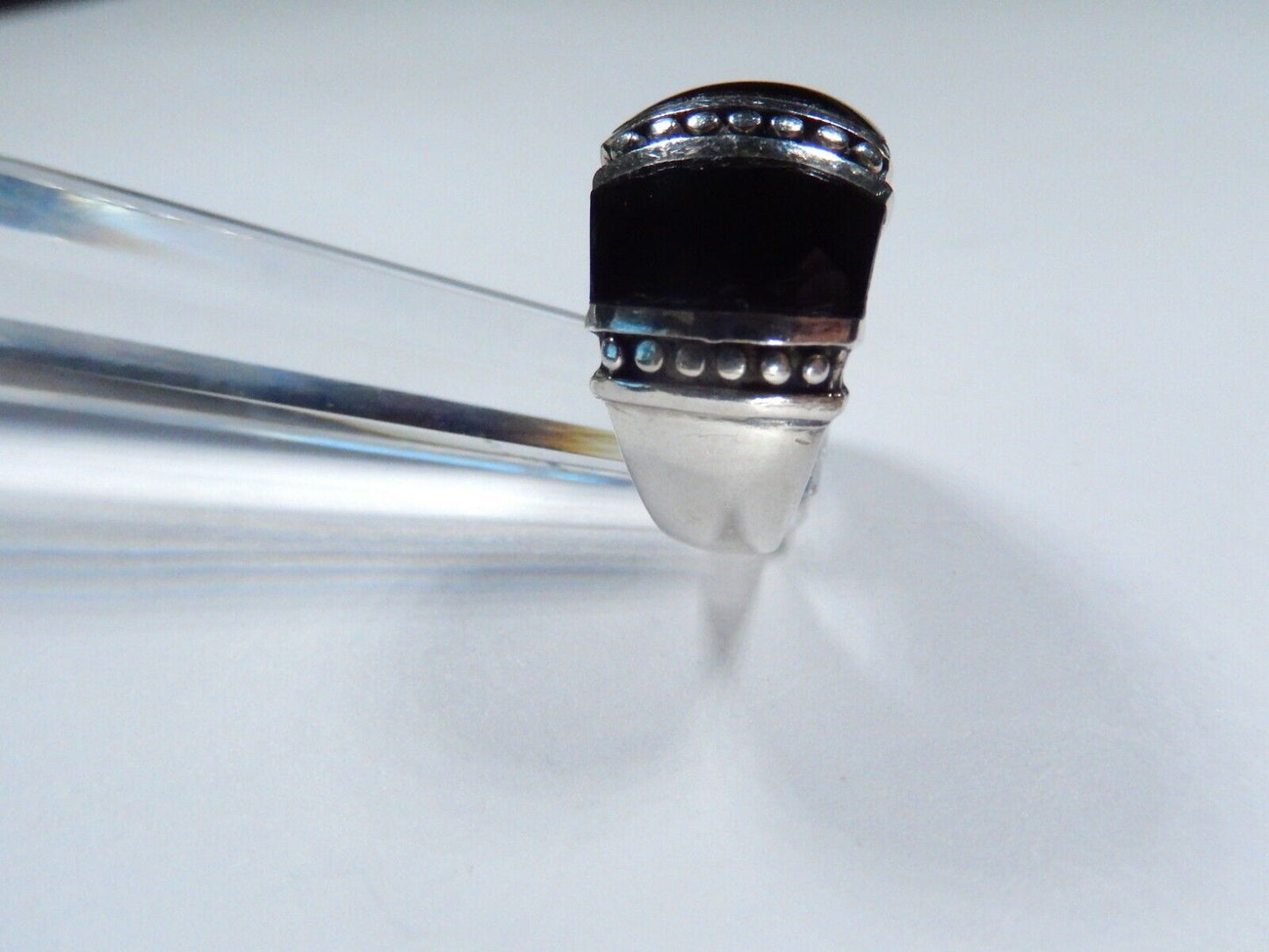 Vintage Sterling Silver Black Onyx Inlay Dome Ring Size 6.5