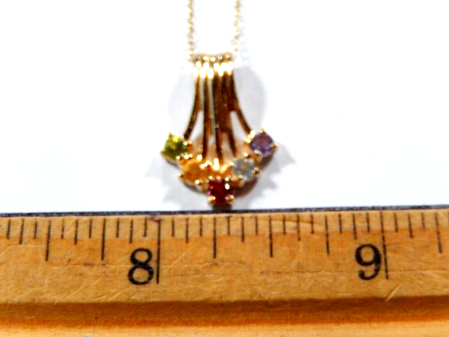 Ross Simons Gold Vermeil 925  Multi Gemstone Pendant w18 Gold Vermeil Chain