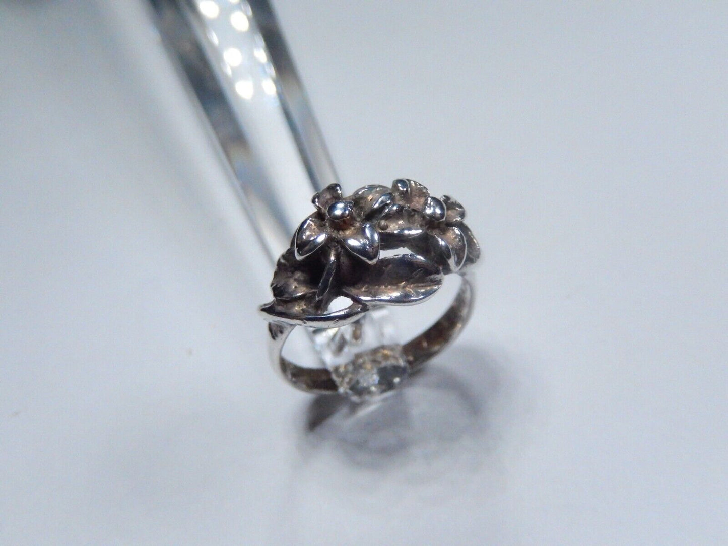 *VINTAGE*  Mexico 925 Sterling Silver Flower Ring Size 6.75