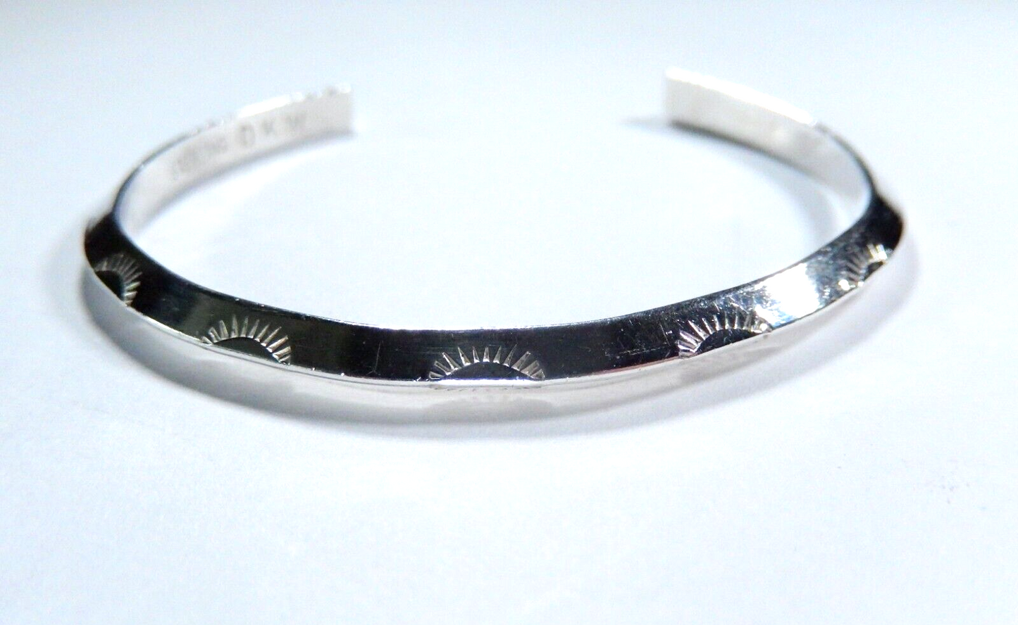 VINTAGE - Native American Artist "DKW" Signed Sterling Silver Tooled Cuff