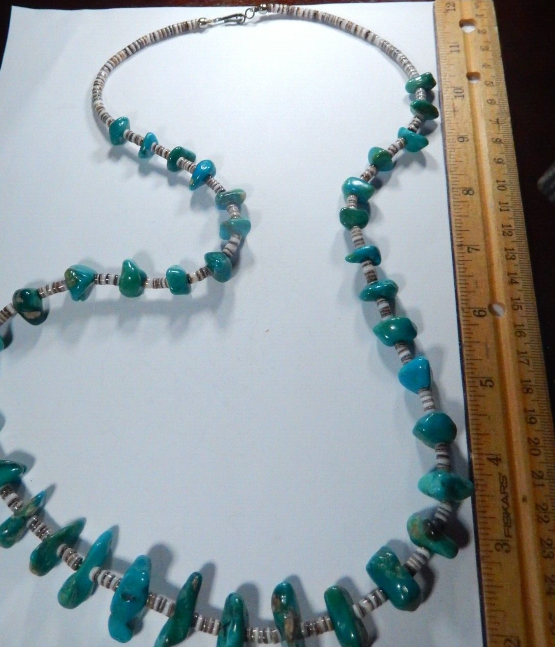 *VINTAGE*  Native American Turquoise Heishi Necklace 85 Grams - 30" Length