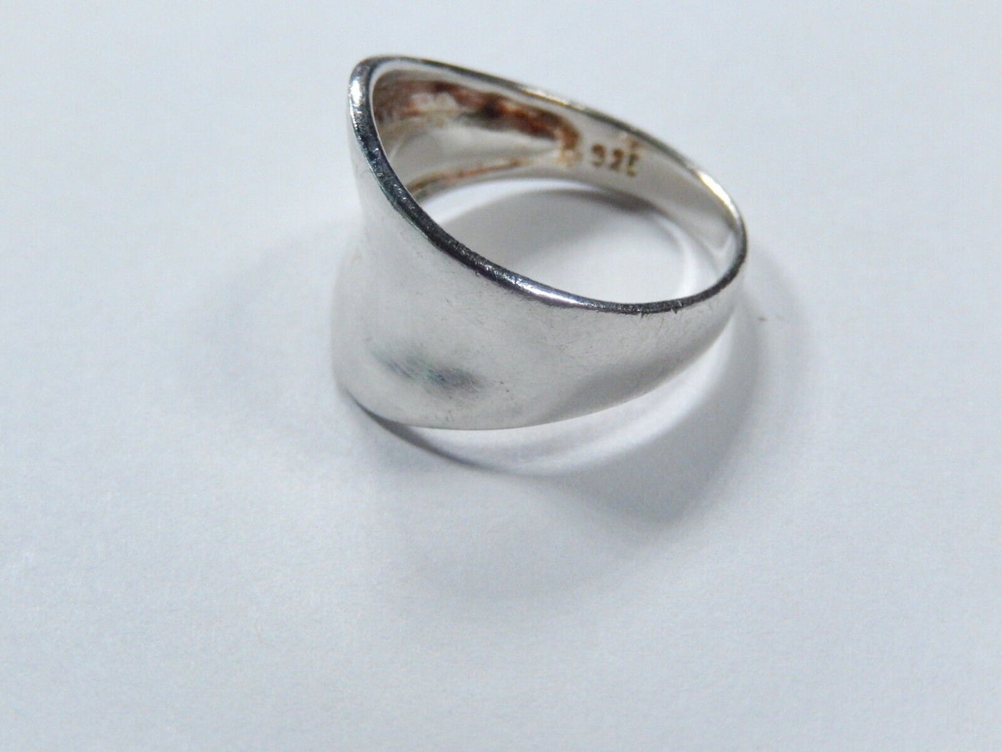 *VINTAGE*  925 Sterling Silver 14mm Wide Modernist Ring Size 7.75