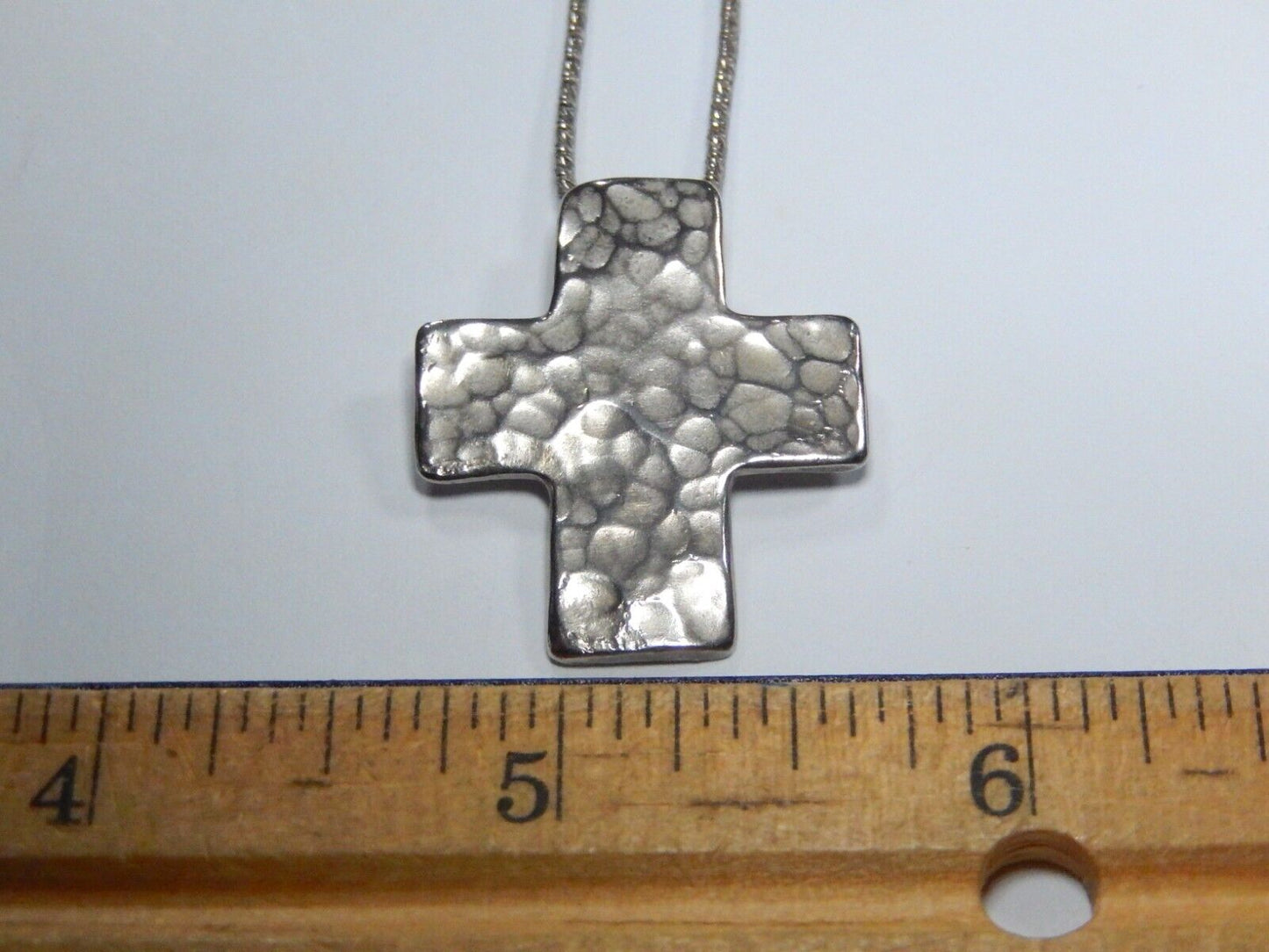 SILPADA  925 (1.25" X 1") HAMMERED CROSS PENDANT ON 18" SNAKE CHAIN NECKLACE