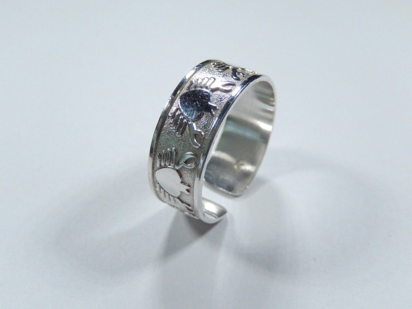 *VINTAGE*  Sterling Silver Crab Cancer Sign Unisex Band Ring Sz 9 Adjustable