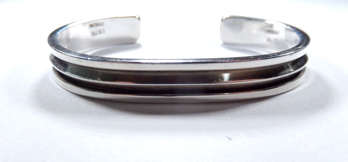 DESIGNER -Elizabeth Blythe Signed Thick Sterling Silver Cuff Bracelet 31.5 grams