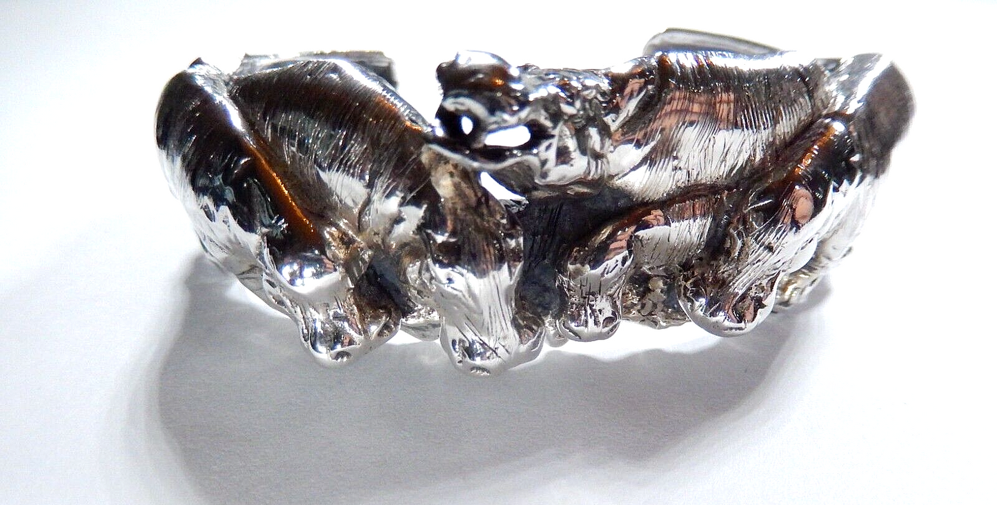 *VINTAGE*  3D Sterling Silver Hippopotamus Cuff Bracelet-53 grams