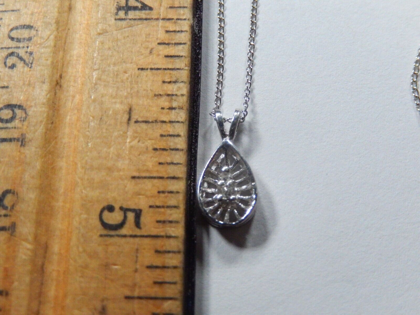 Vintage Victorian Design Two Diamond 14K White Gold Pendant & 14K WG 18" Chain