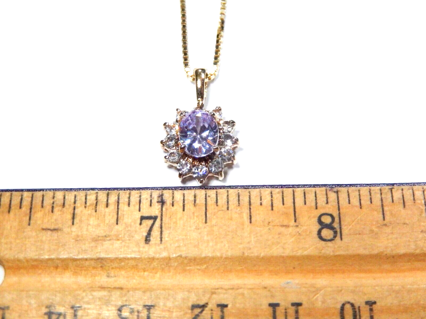 Gold Vermeil Sterling 125CT Blue Zircon  50CT White CZ Pendant w18 Chain