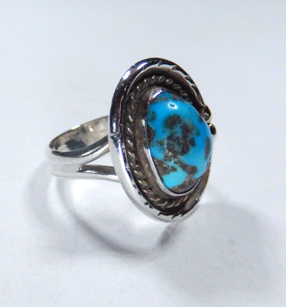 Native American Navajo Sterling Silver Turquoise Ring Size 7