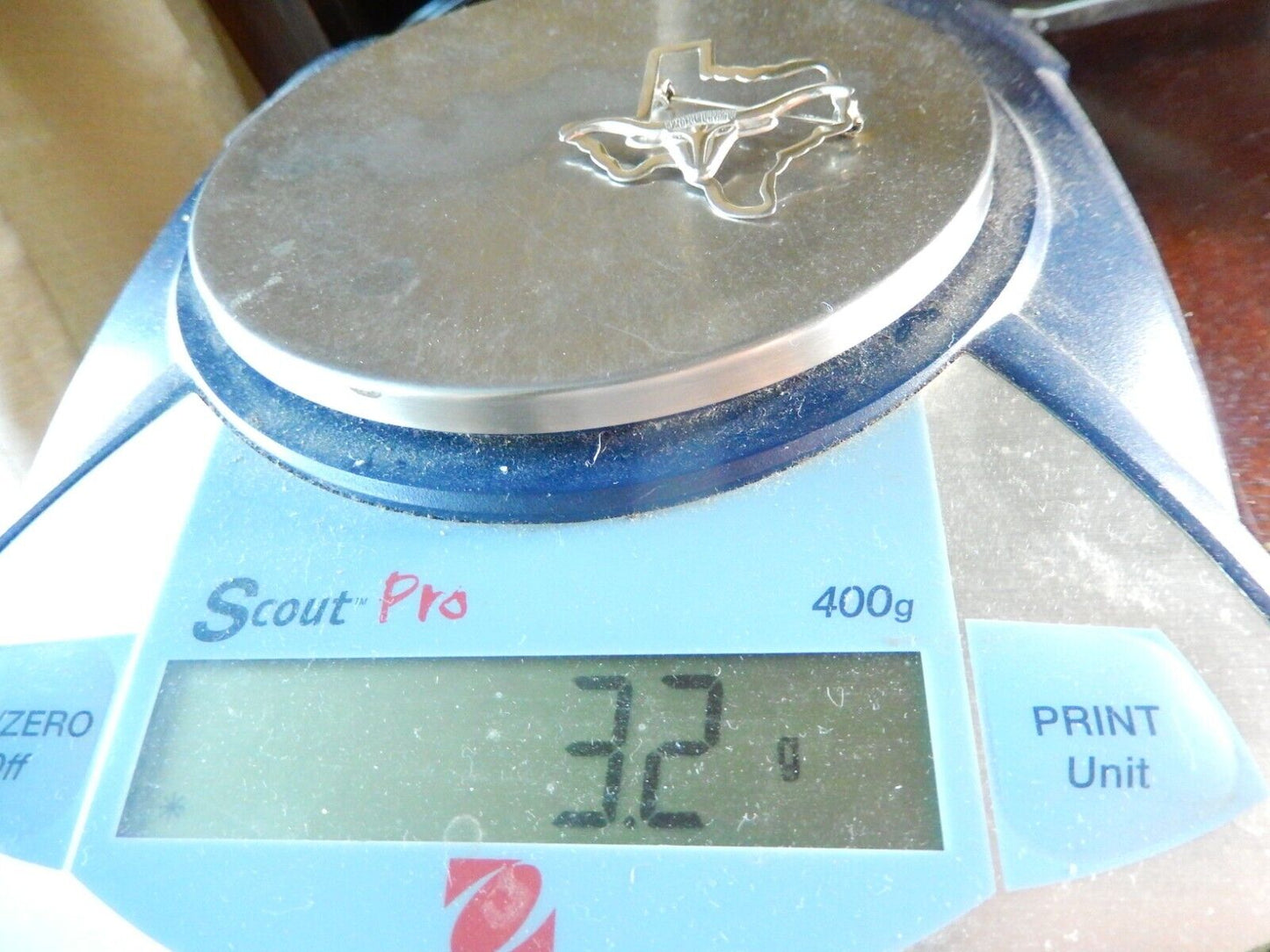 State of Texas Shaped Longhorn Cattle Women's Sterling Silver Pin Brooch