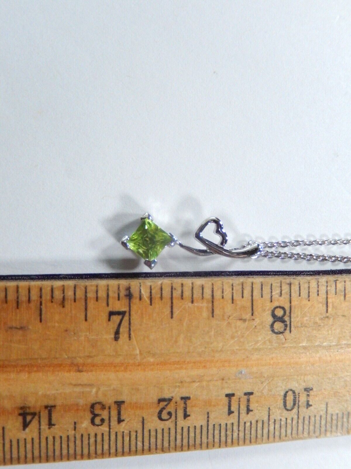 Sterling Silver Peridot Heart Pendant 18" Necklace