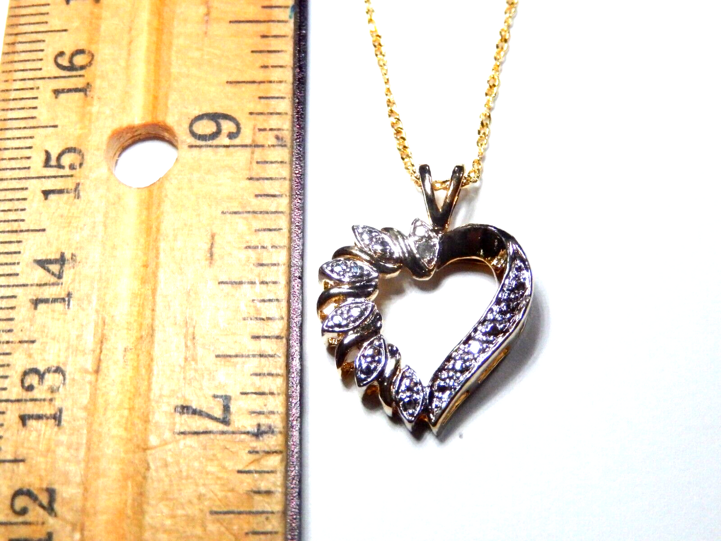 Gold Vermeil 925 Diamond Heart Pendant w18 Gold Vermeil Chain