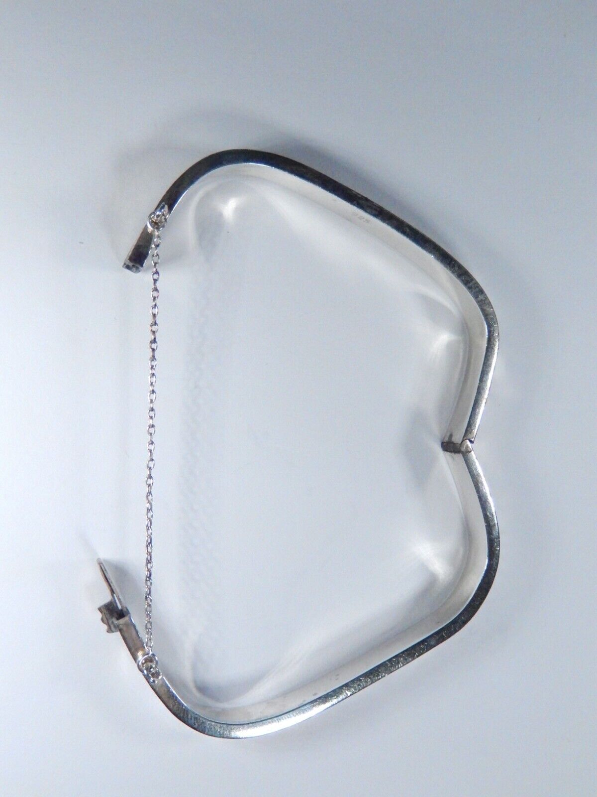Vintage Sterling Silver Square 7mm Hinged Cuff Bangle Bracelet Etched 7 Inch