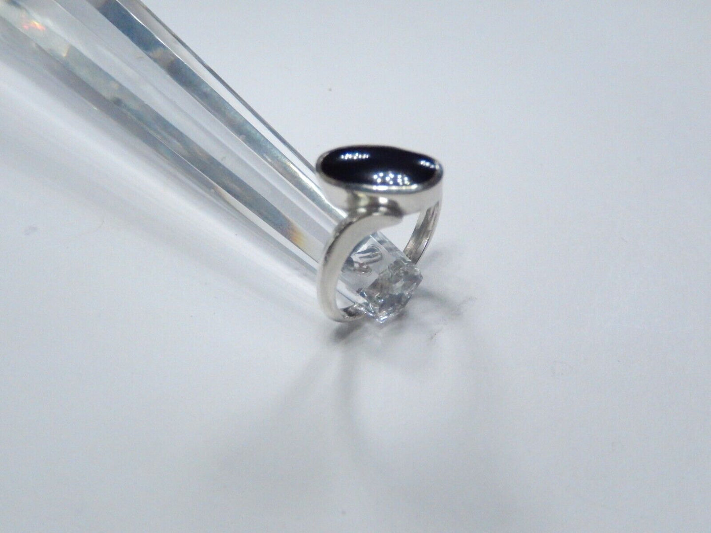 *VINTAGE*  Modernist Long Oval Black Onyx Sterling Silver Ring Size 5