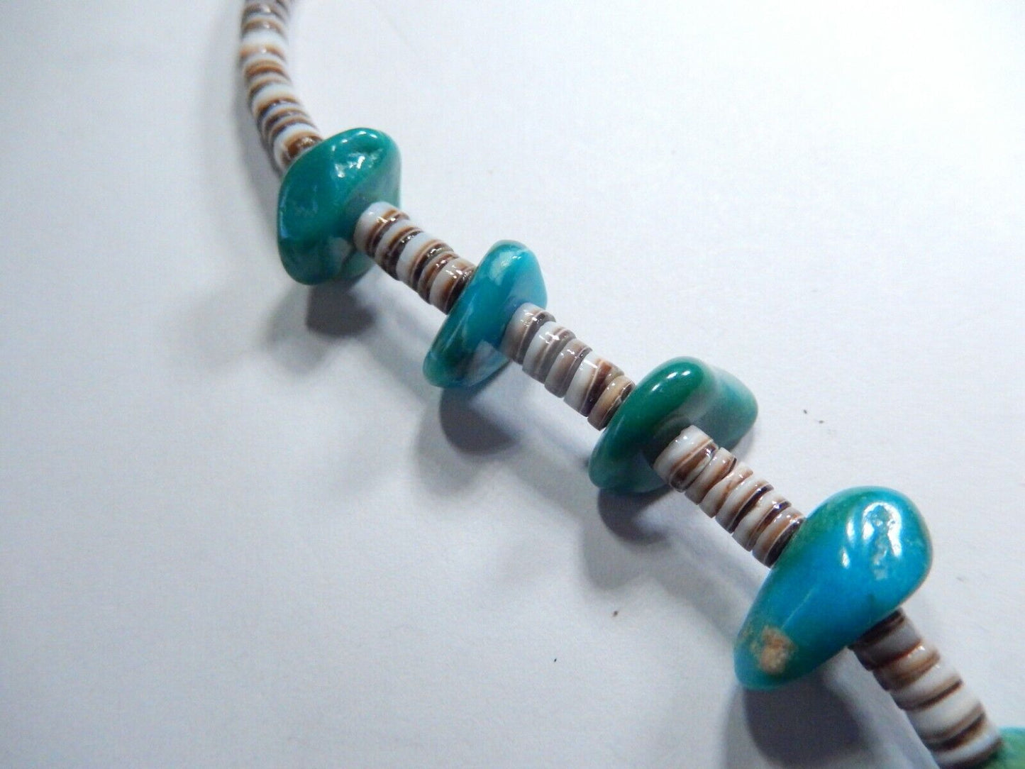 *VINTAGE*  Native American Turquoise Heishi Necklace 85 Grams - 30" Length