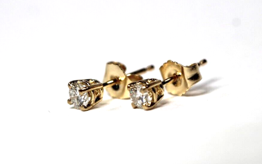 New!! Solid 14K Yellow Gold .25 CT TW Natural Diamond VS-2 / H-I Stud Earrings