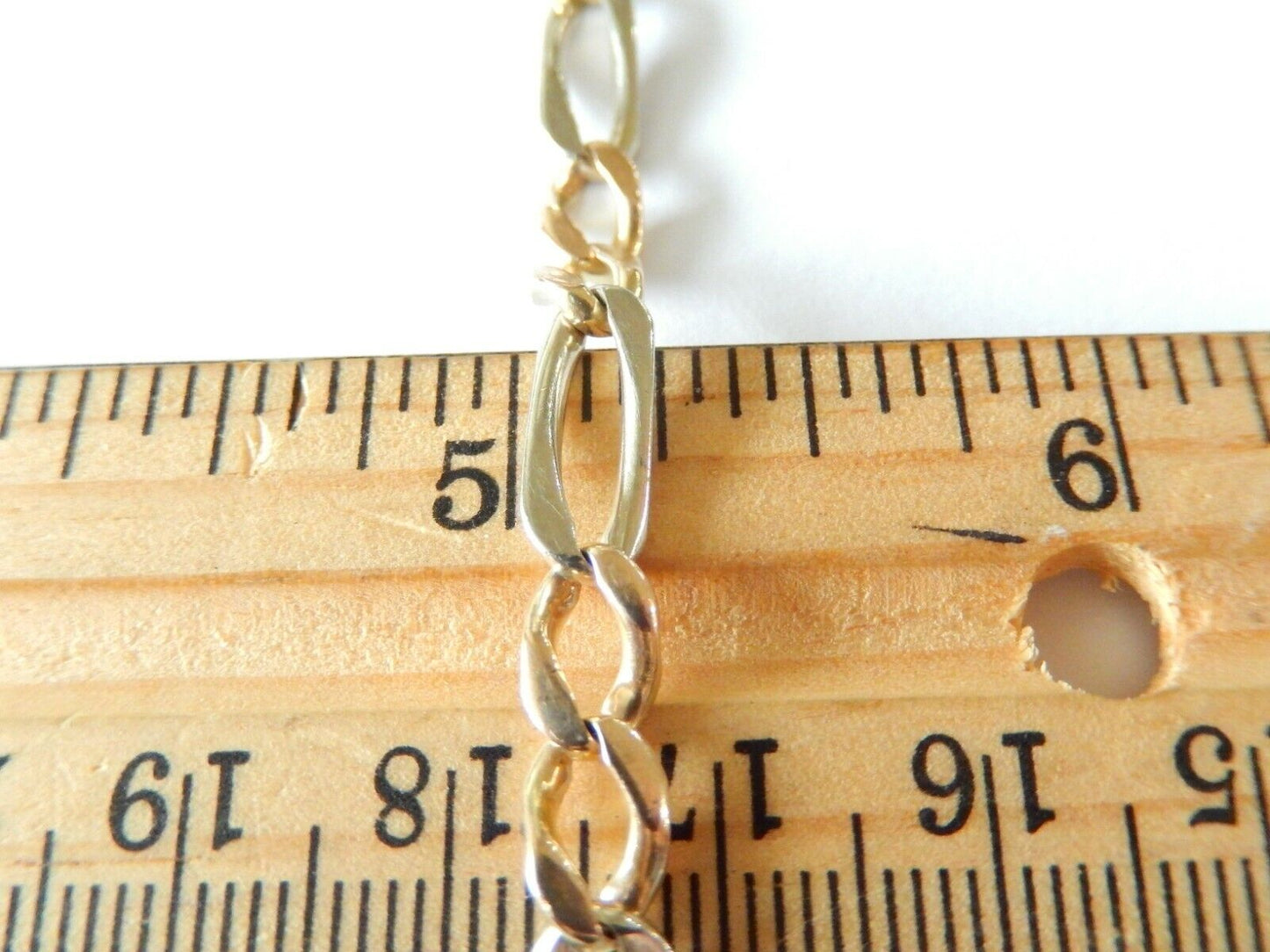 14K Yellow & White Gold 5.5 MM Figaro Bracelet Two Tone 10" 14.41 grams HEAVY