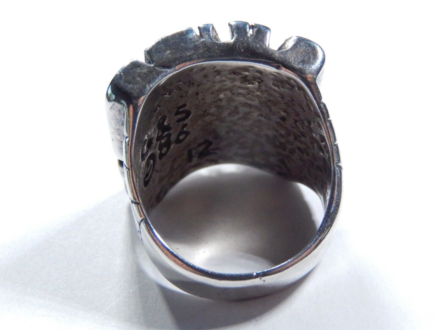 *RARE* G&C 1986 Sterling Silver Men's Biker Motorcycle Large Statement Ring Sz12