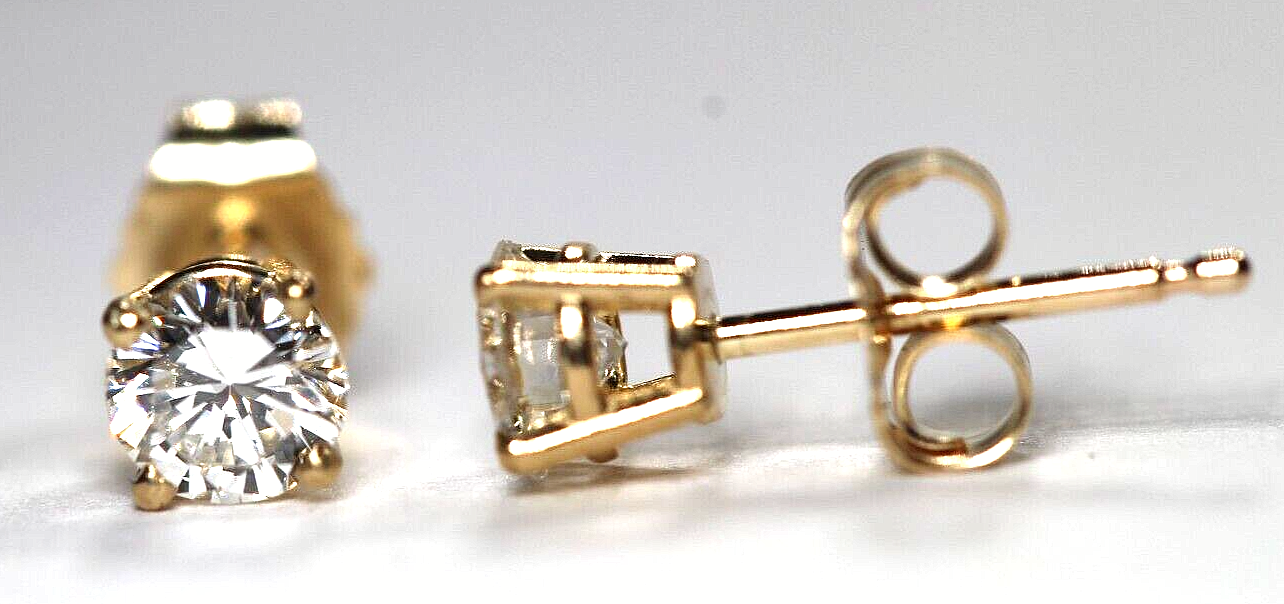 New!! Solid 14KYellow Gold .50 CT TW Natural Diamond Stud Earrings