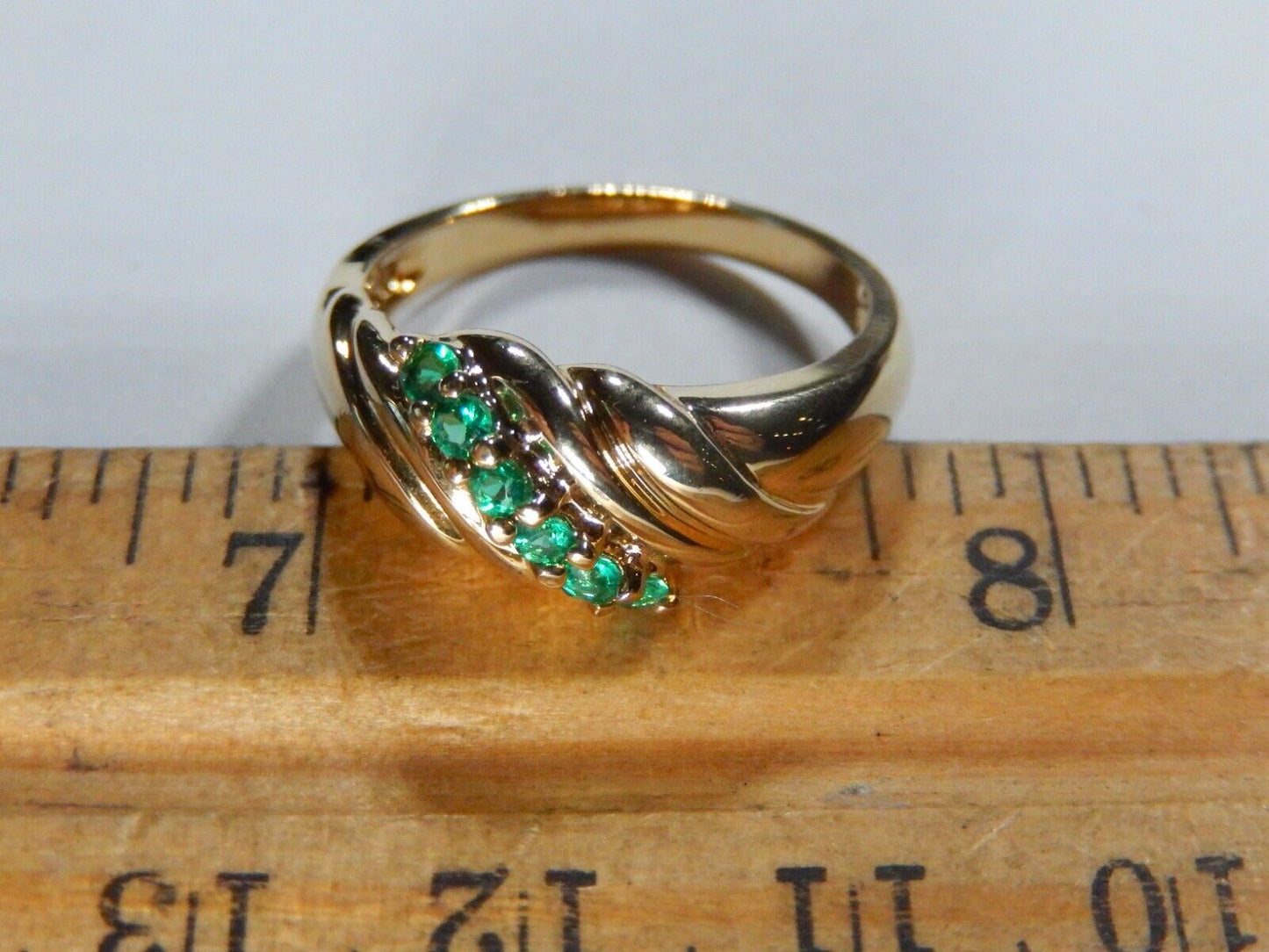 Ross Simons Gold Vermeil Sterling Green Lab Created Emerald Band Ring Size 8
