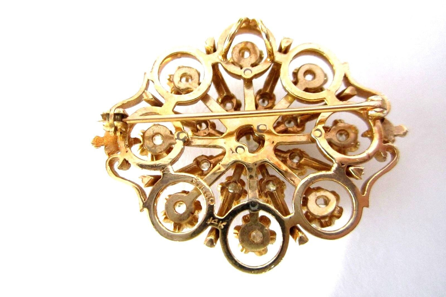 *VINTAGE*  Stamped 14K YG Brooch or Pendant w/approx. 1.60 CTTW of Diamonds