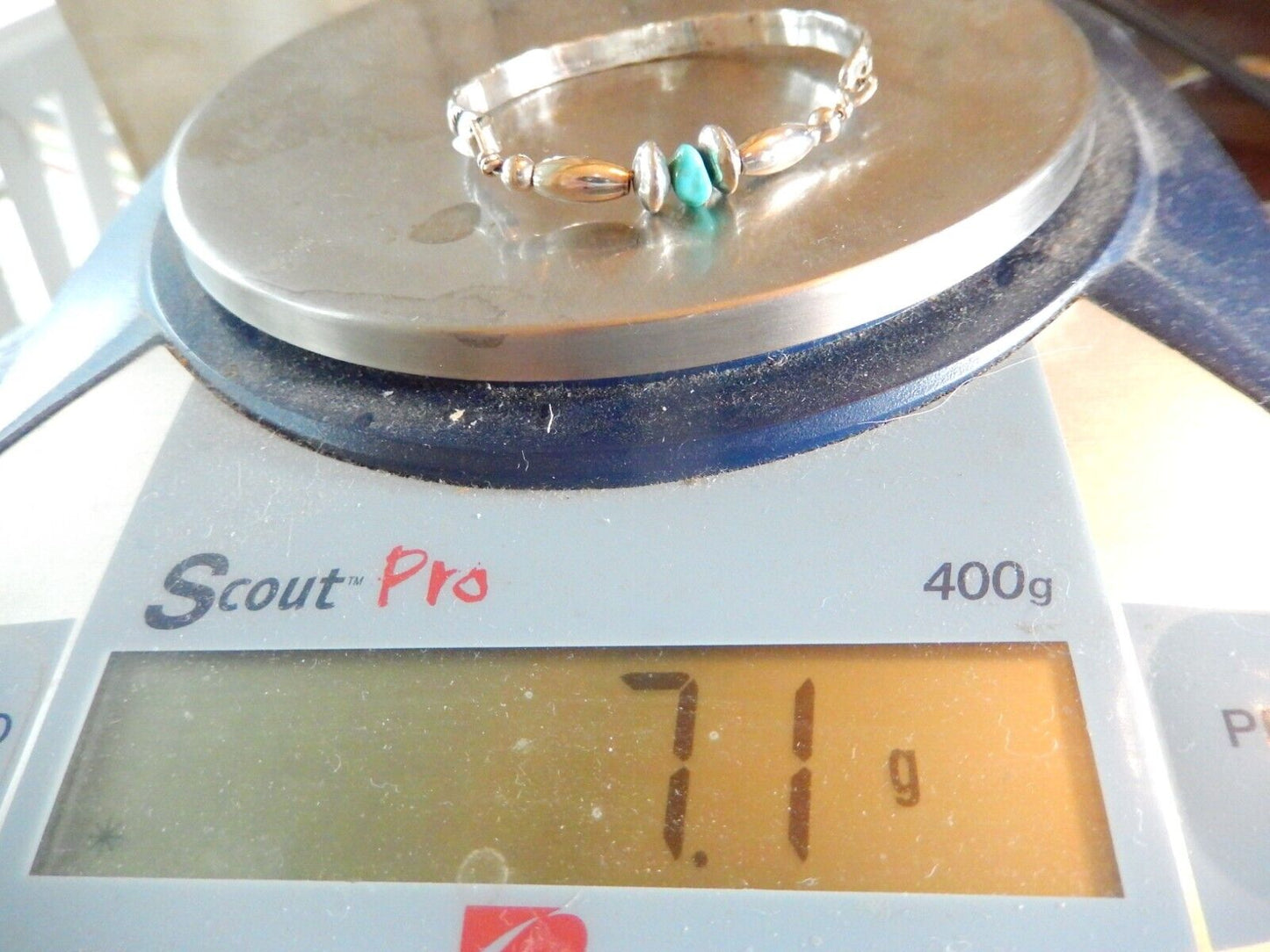 VINTAGE - Sterling Silver Southwest Small Wrist / Child Bracelet Turquoise 7.1gm