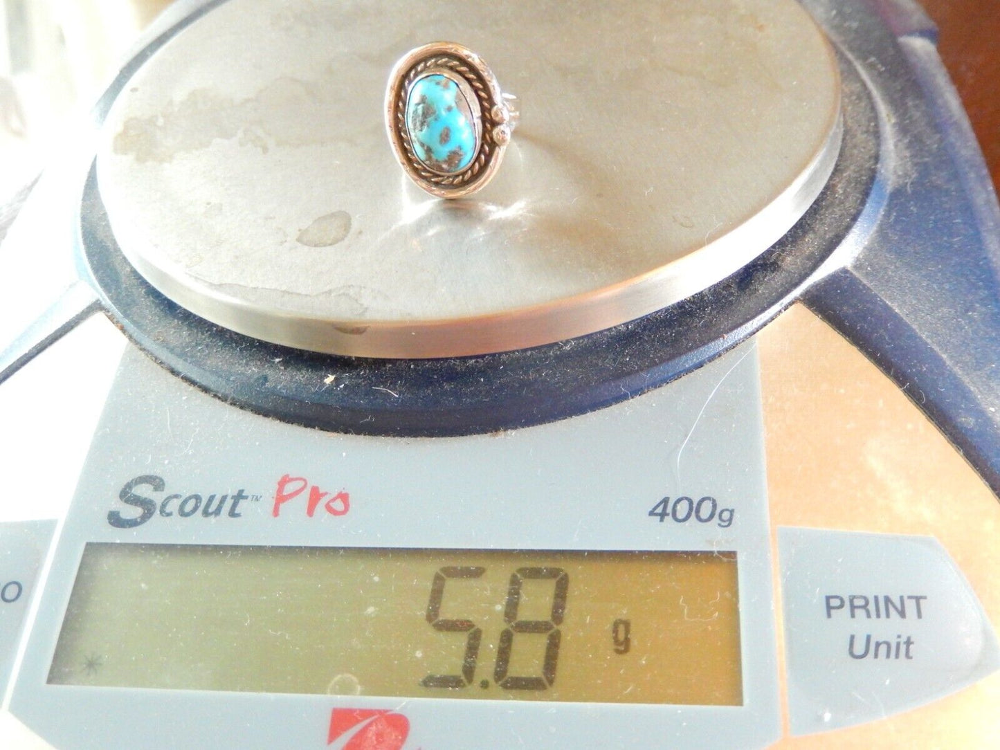 Native American Navajo Sterling Silver Turquoise Ring Size 7