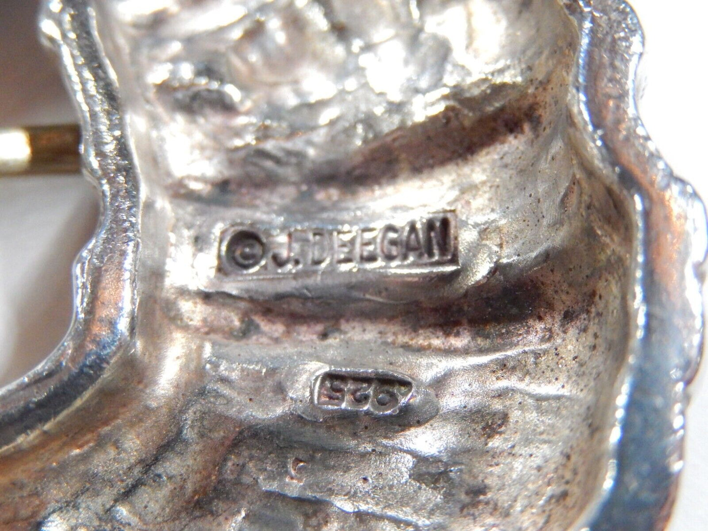 J DEEGAN VINTAGE Sterling Silver 925 belt BUCKLE  KEEPER 138 grams 62mm wide